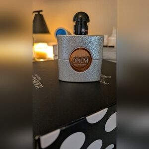 Yves Saint Laurent Silver Glitter Black Opium Bottle
